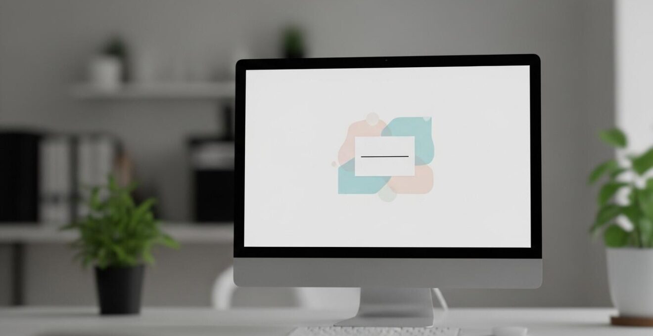 Photographie environnementale d’un espace de travail avec un écran éclaire où la simplicité et la fluidité sont perceptibles