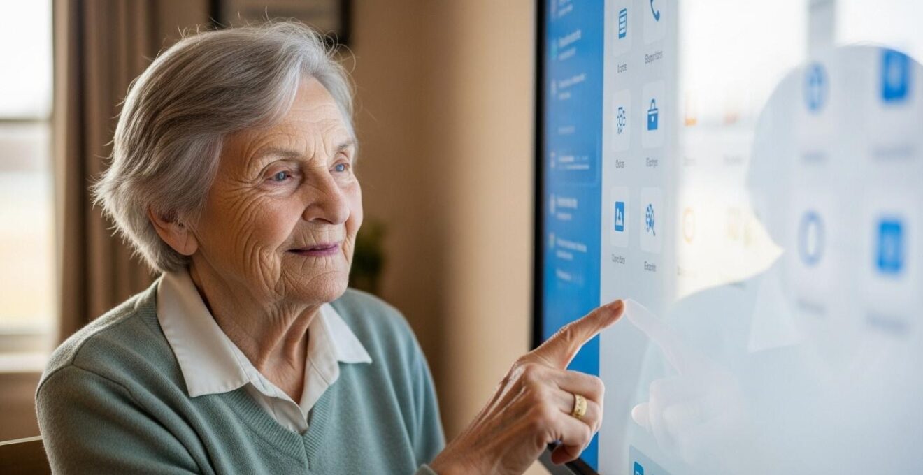 Une interface utilisateur simple, intuitive, et accueillante, adaptée pour un public senior