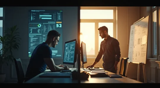Contraste visuel entre un architecte web stratégique et un développeur simplement codeur