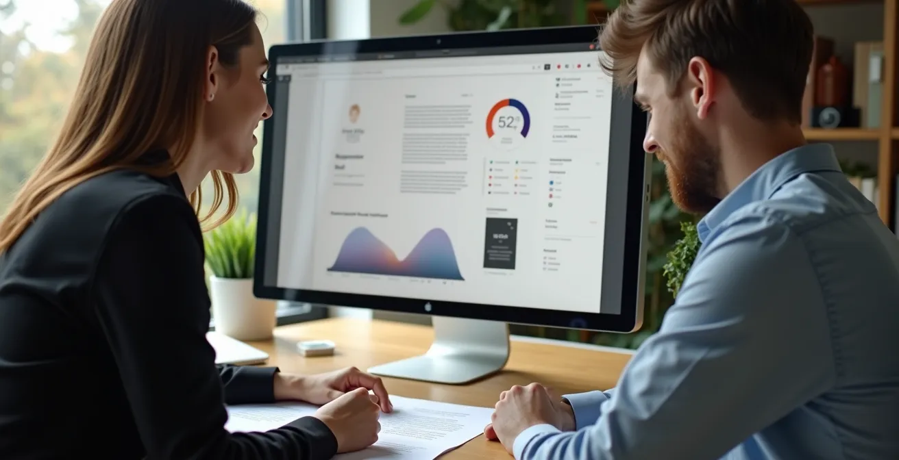 Représentation visuelle d'une maquette numérique intégrée dans une conversation professionnelle, symbolisant l'accord et le contrat du projet web.