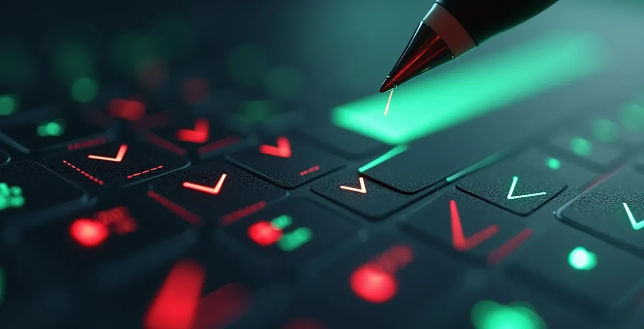 Détail macro d'une interaction de formulaire moderne avec feedback visuel instantané et messages d'erreur empathiques et guidants.