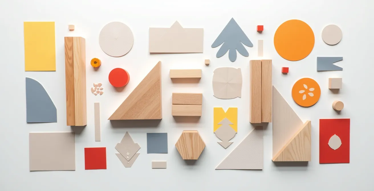 Arrangement géométrique d'éléments de design illustrant la cohérence visuelle