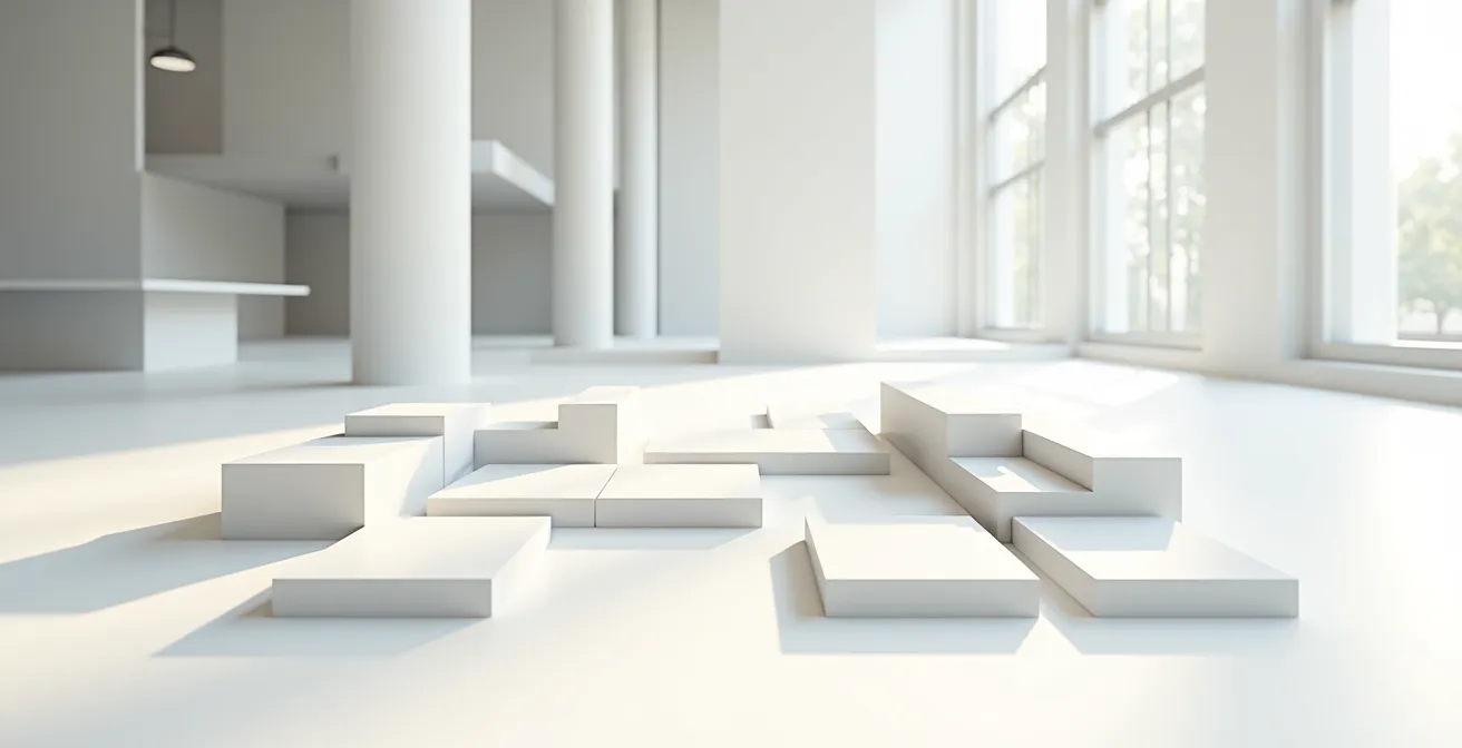 Représentation visuelle de CSS Grid et Flexbox avec des éléments géométriques alignés et organisés