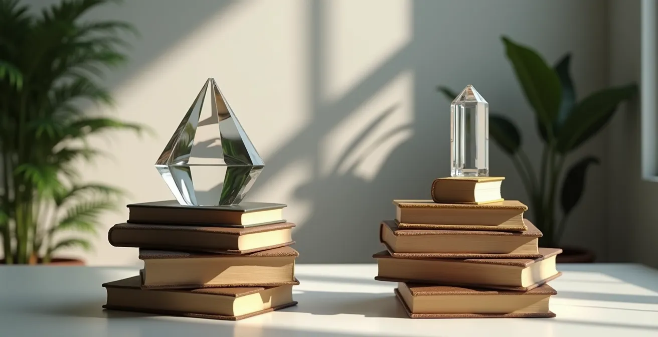 Représentation symbolique de l'équilibre entre performance technique et qualité du contenu dans le classement Google